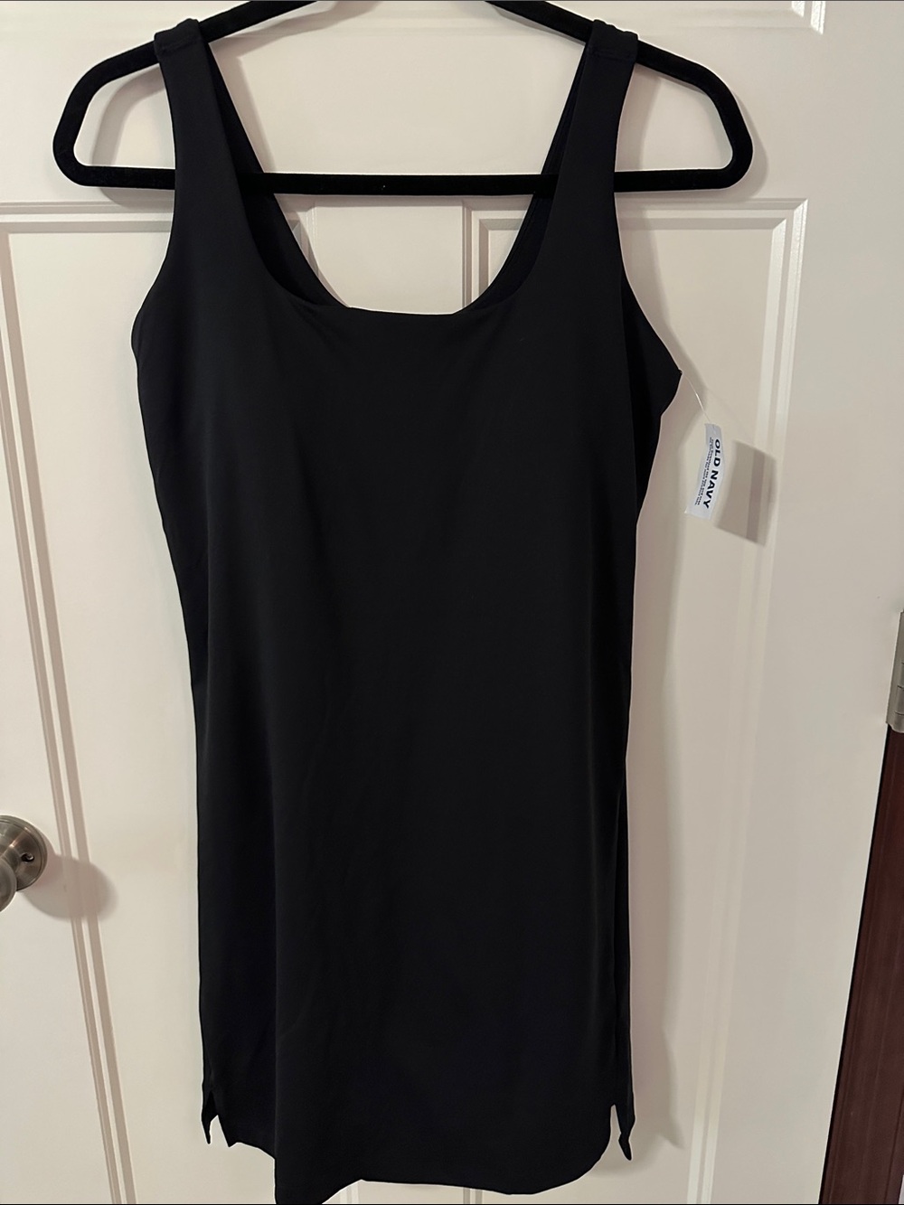 Old Navy Active Powersoft Black Tank Dress with Built in Bra and Shorts